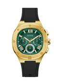 GUESS Men's Green Gold Headline Silicone Watch GW0571G3 Front View