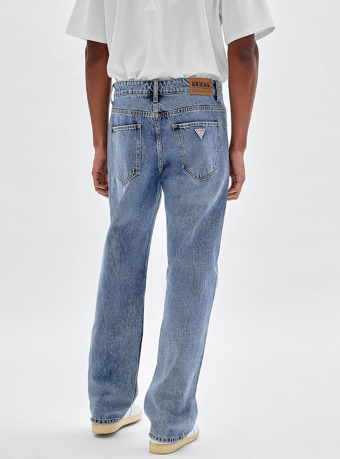 GUESS Men's Guess Originals Low Rise Kit Straight Leg Denim Jeans In Johnny Medium Wash M2BG51D4DP2 Back View