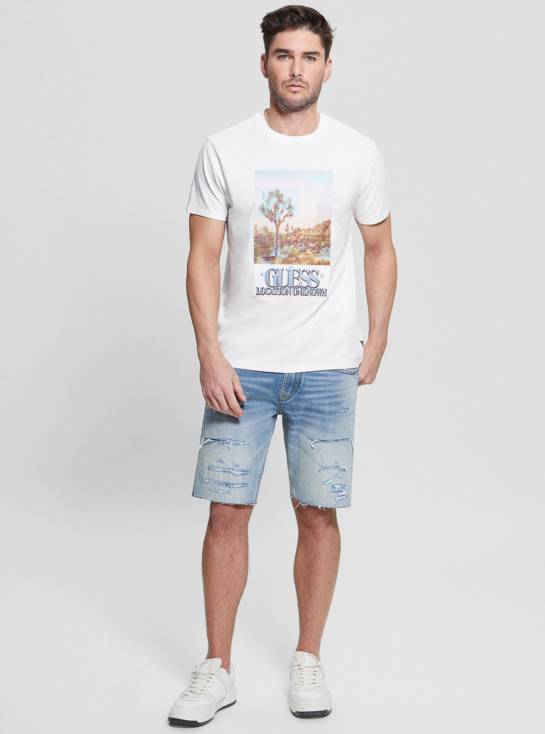 GUESS Men's White Desert Photo Logo T-Shirt M3GI74KA260 Full View