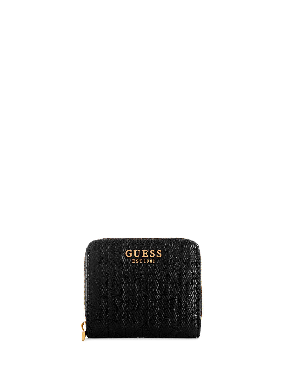 GUESS Women's Black Aveta Quilted Small Wallet GB898737 Front View