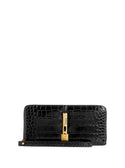 GUESS Women's Black James Croco Large Wallet CA877346 Front View