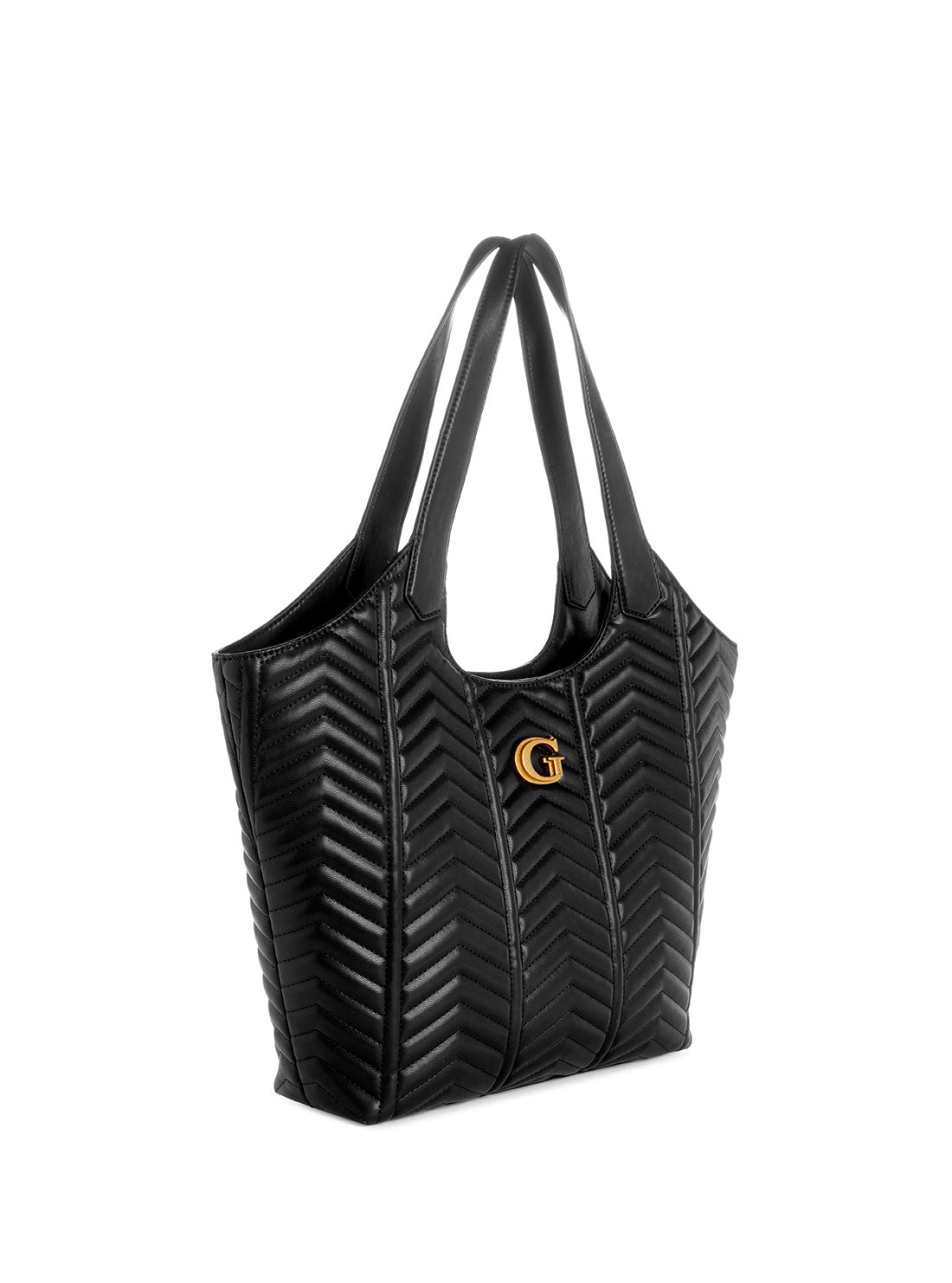 GUESS Women's Black Lovide Tote Bag QB897623 Angle View