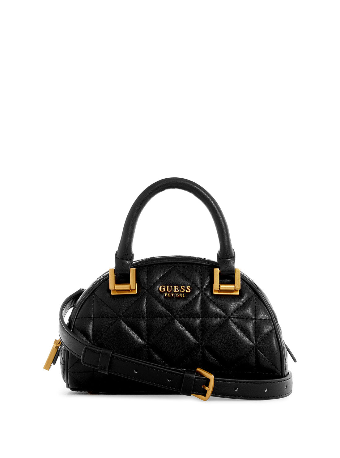 GUESS Women's Black Mildred Mini Bowler Bag QA896276 Front View