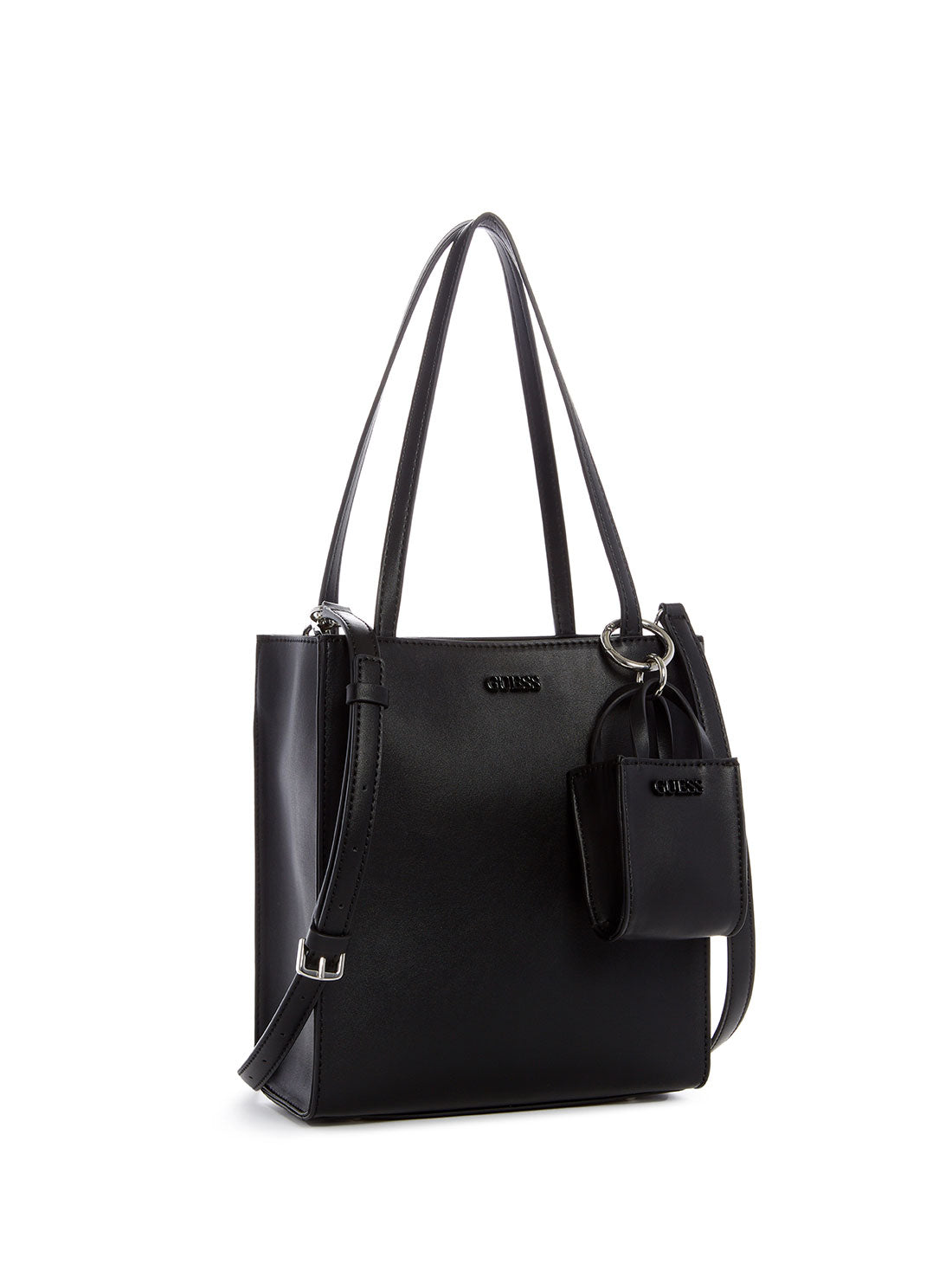 GUESS Women's Black Picnic Tote Bag VY786522 Angle View