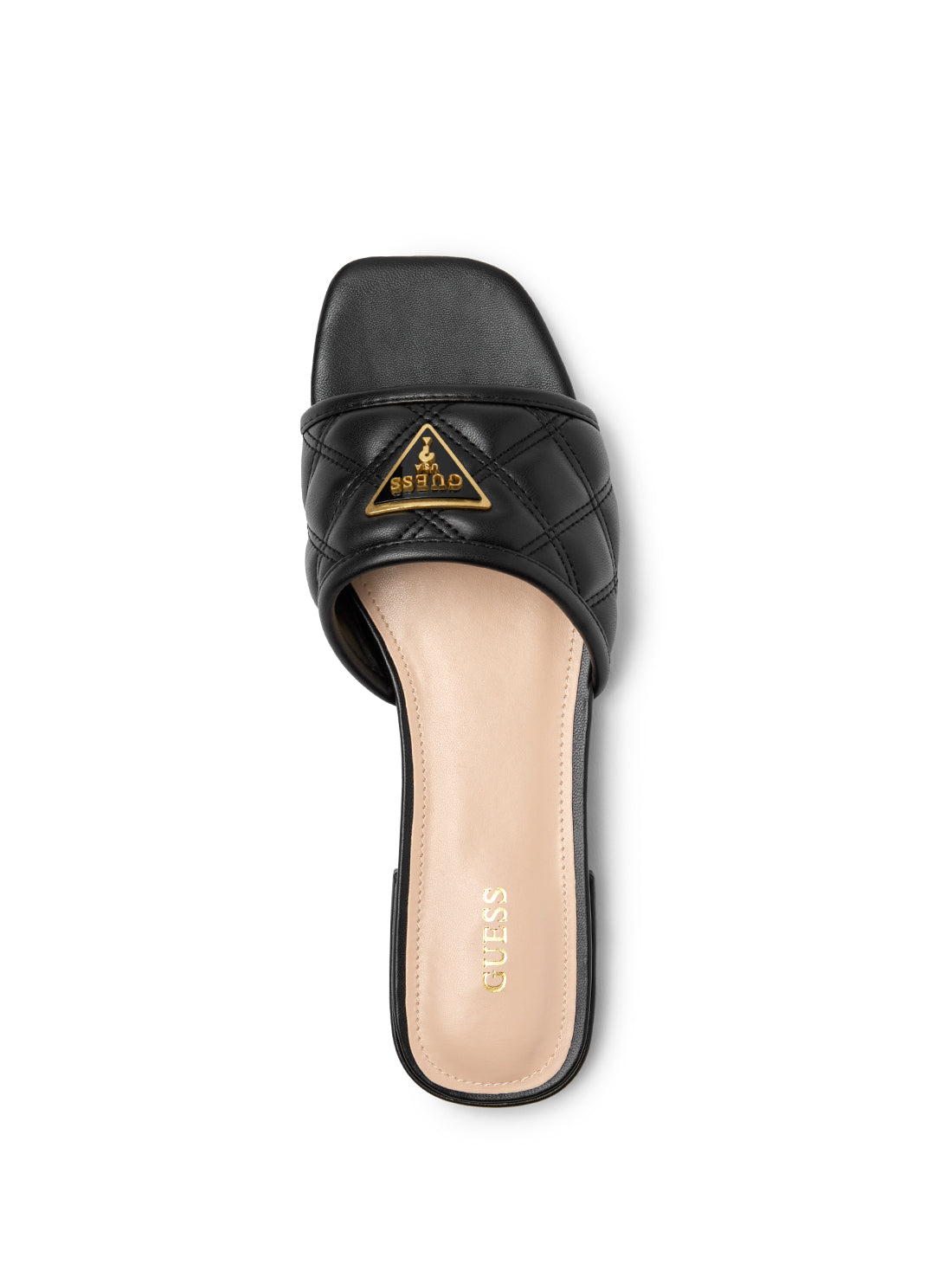 GUESS Women's Black Tameli Quilted Sandals TAMELI Top View