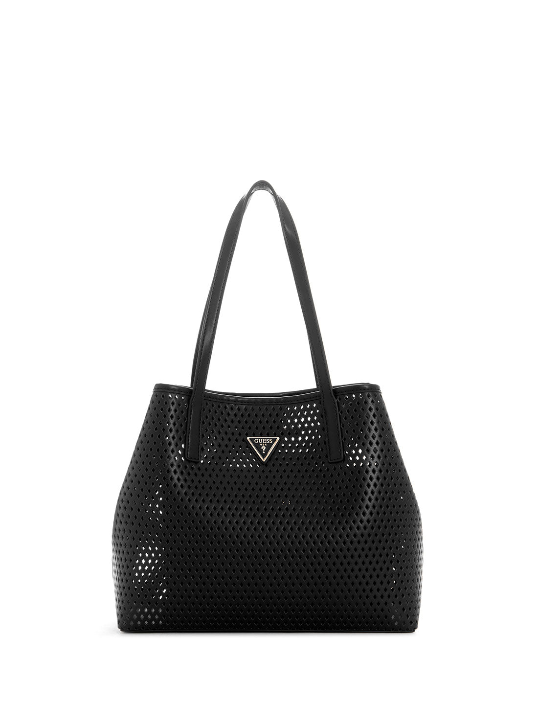 GUESS Women's Black Woven Vikky Tote Bag WP699523 Front View