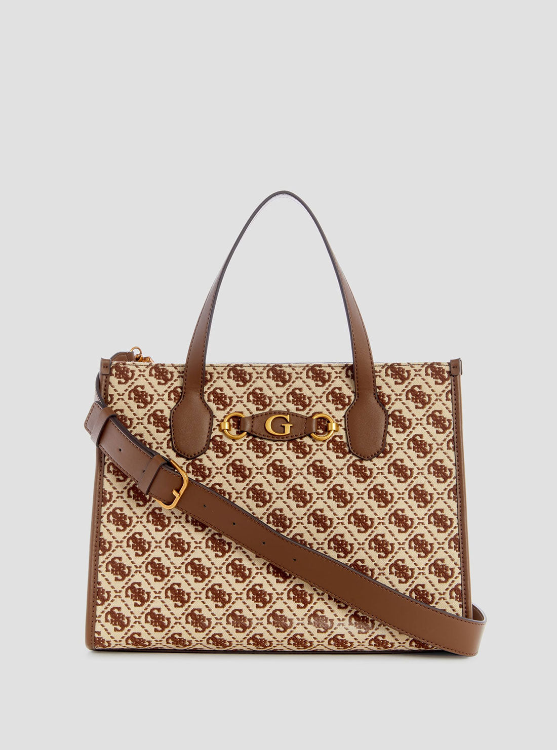 GUESS Women's Brown Logo Izzy Tote Bag JB865422 Front View