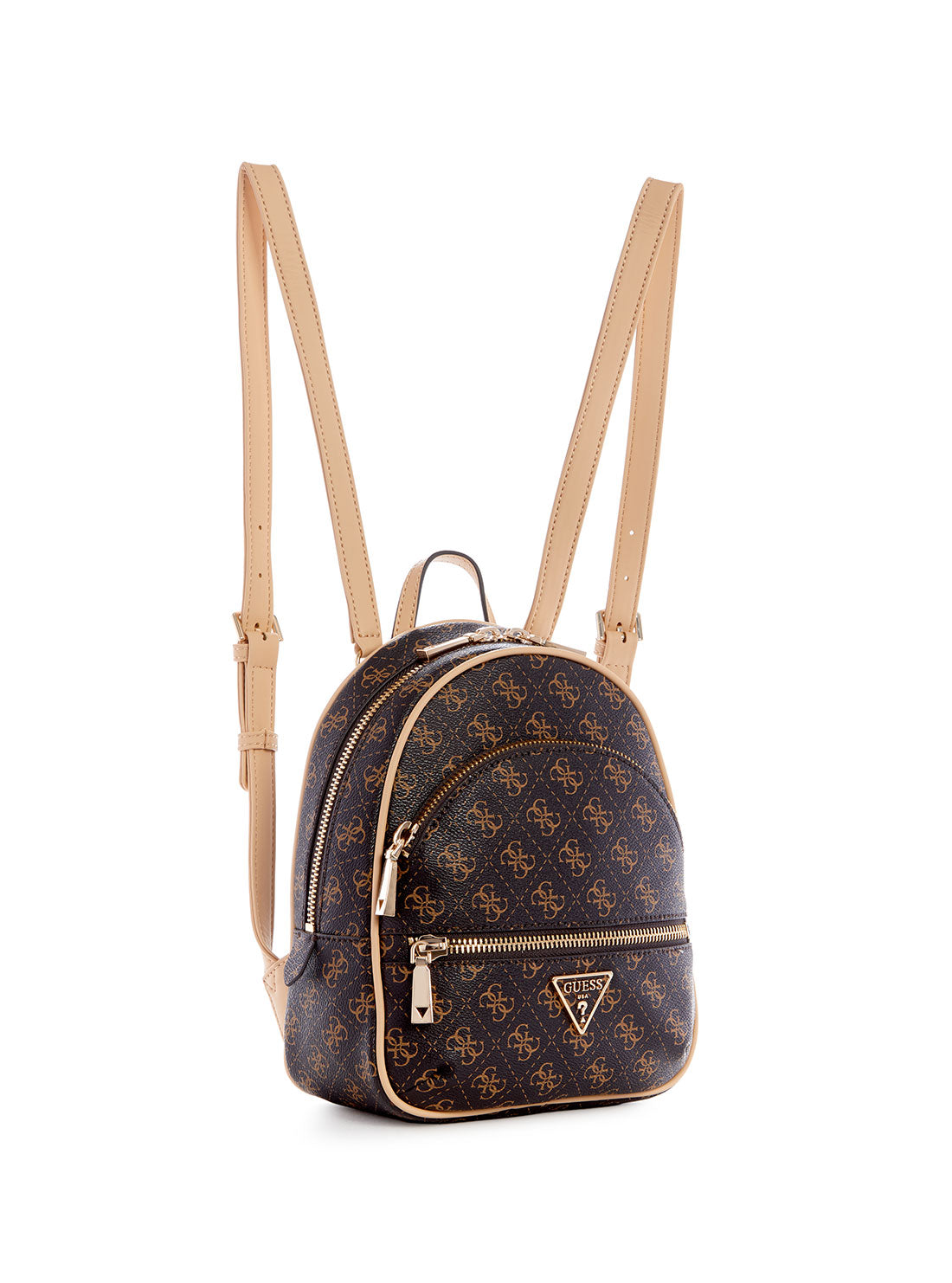 GUESS Women's Brown Logo Manhattan Backpack ST699432 Angle View