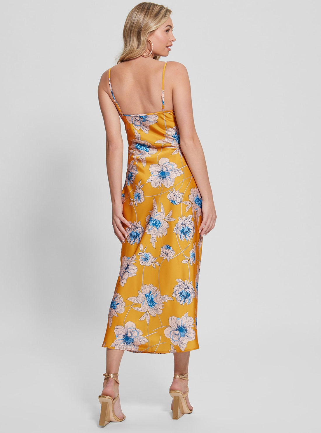 GUESS Women's Eco Golden Bloom Print Akilina Maxi Dress W2BK85WEX62 Back View