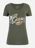GUESS Women's Eco Green Embellish Logo T-Shirt W3GI40J1314 Ghost View