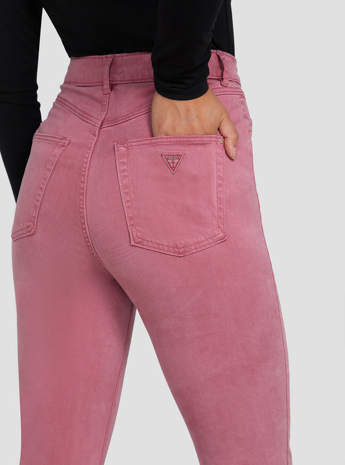 GUESS Women's Eco High-Rise Skinny Fit Pop 70s Denim Jeans In Antique Mauve Wash W2BA63W93CE Detail View