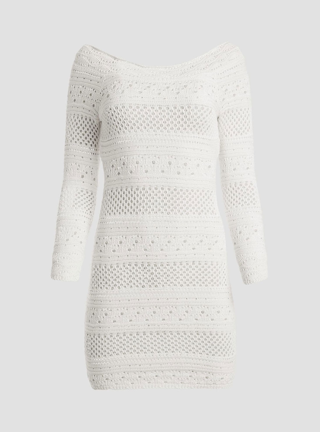 GUESS Women's Eco White Amelie Crochet Mini Dress W3GK19Z2YL1 Ghost View