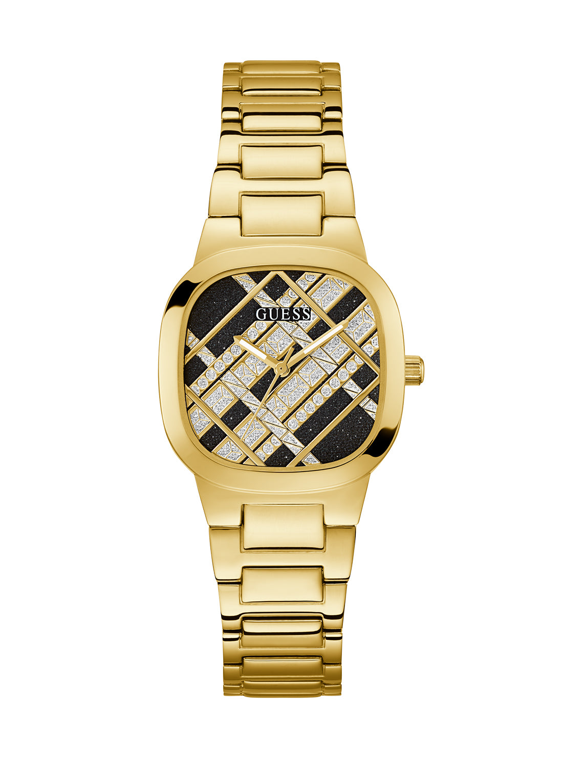 GUESS Women's Gold Black Glitz Clash Watch GW0600L2 Front View