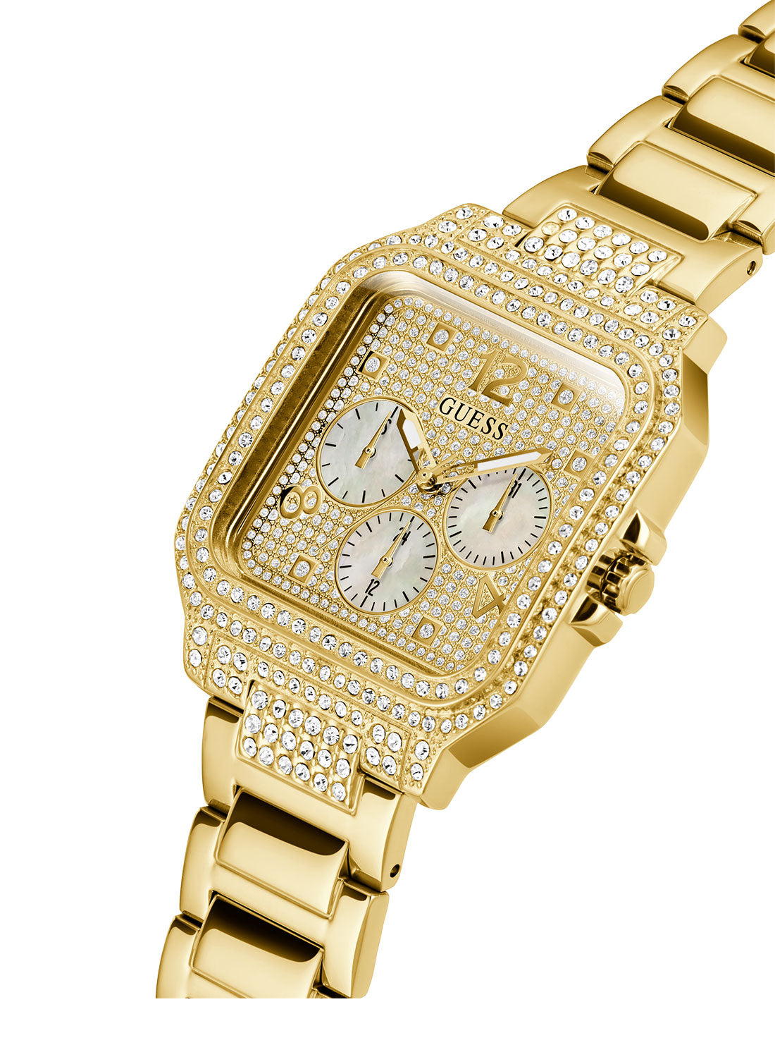 GUESS Women's Gold Deco Glitz Watch GW0472L2 Angle View