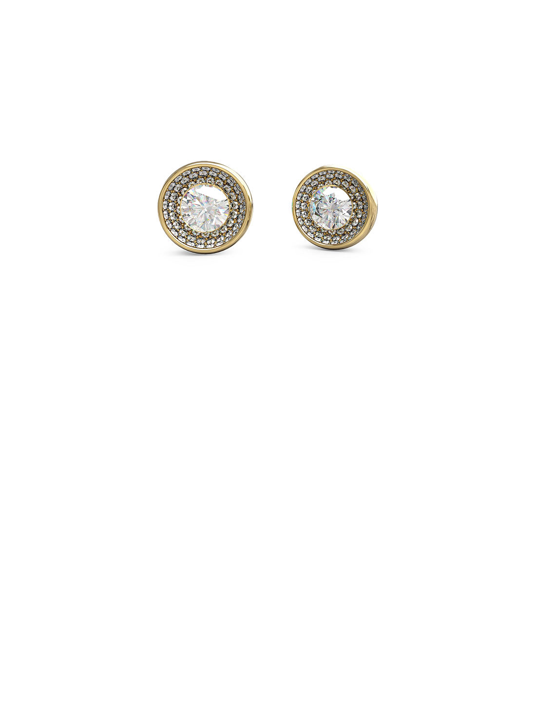 Gold Solitaire Crystal Stud Earrings