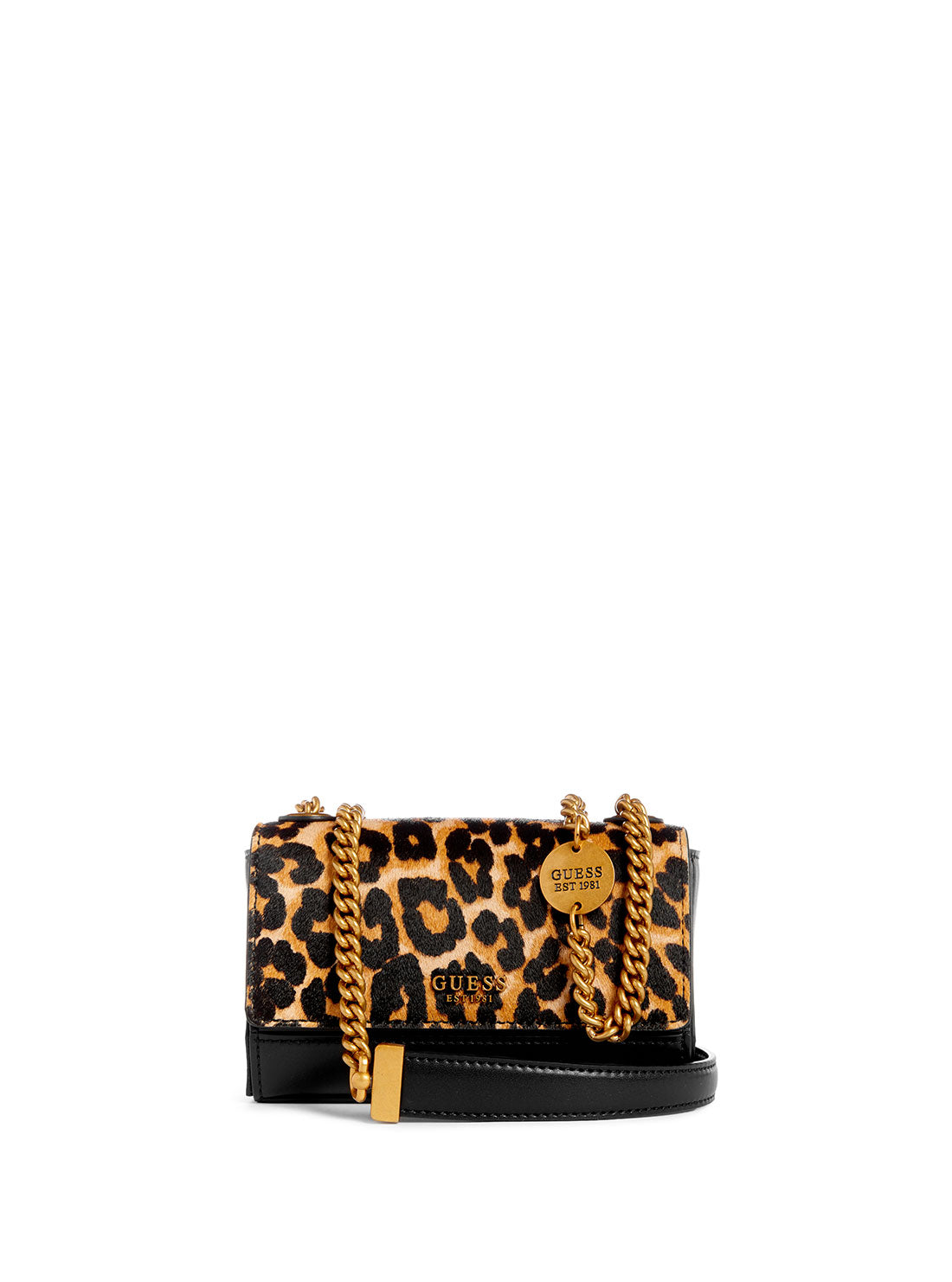 GUESS Women's Leopard Iseline Mini Crossbody Bag LH896078 Front View