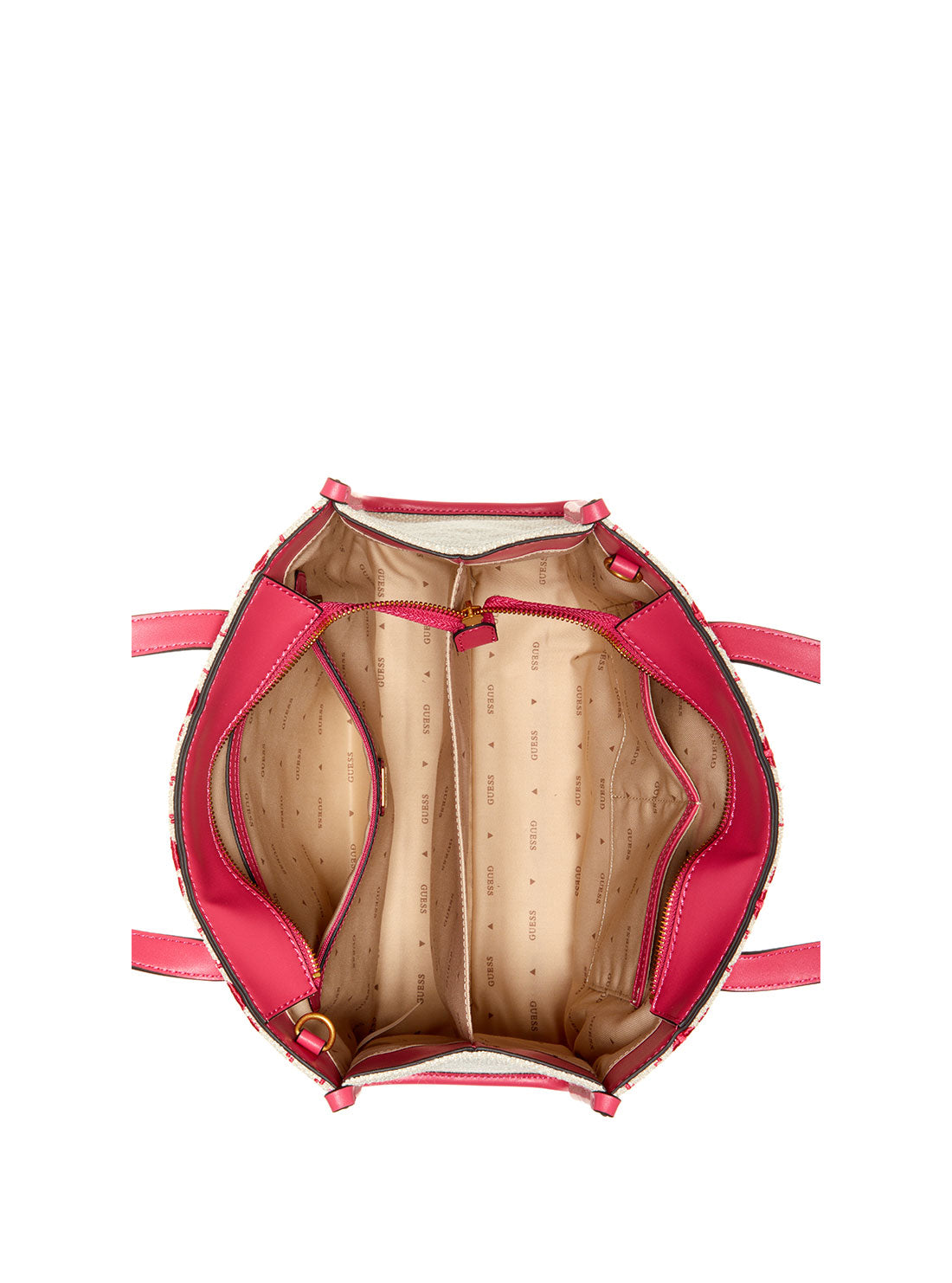 GUESS Women's Magenta Logo Silvana Canvas Tote Bag SE866522 Inside View