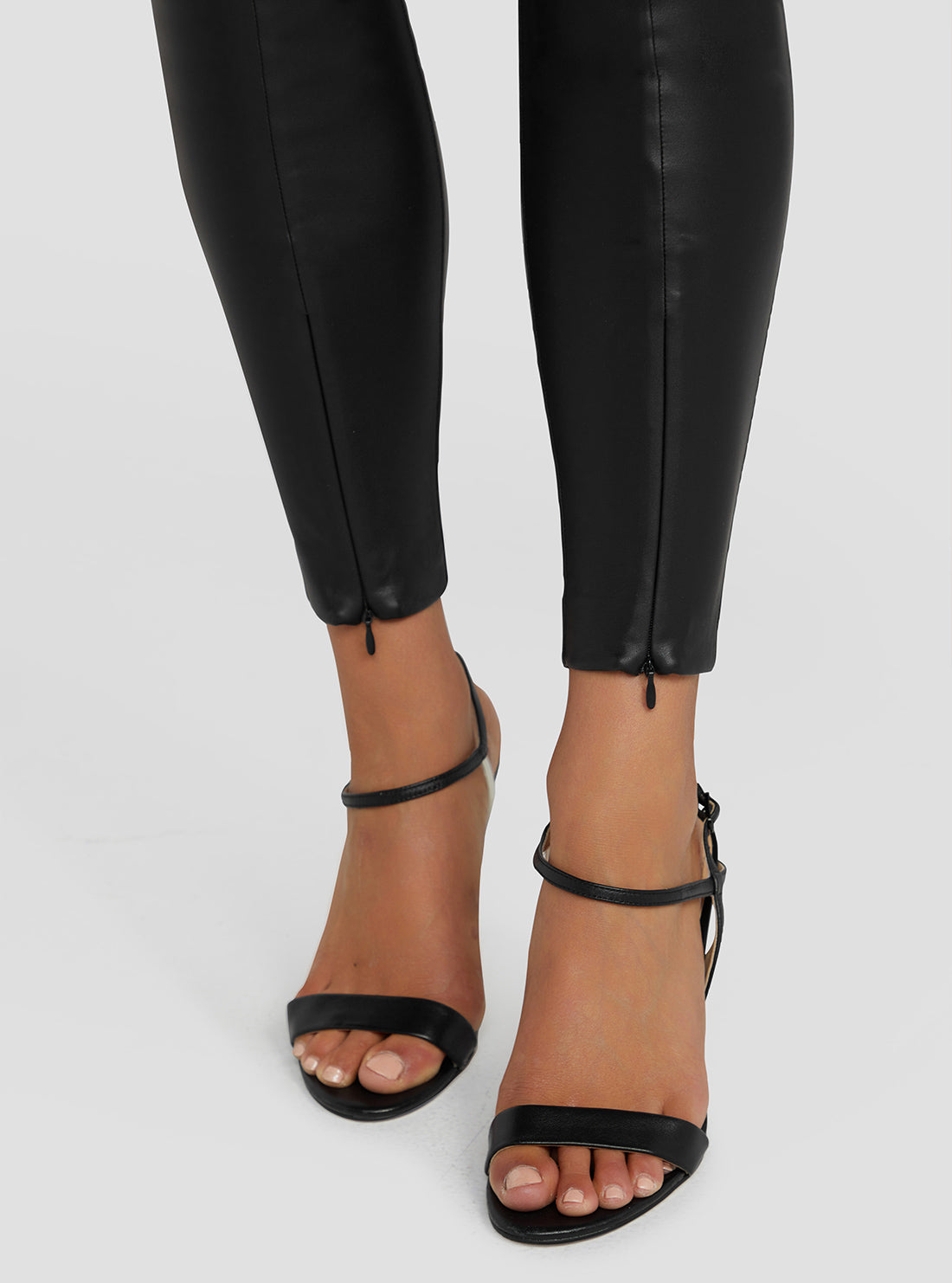 GUESS Women's Marciano Black Faux Leather Hype Pants 3RGB119645Z Detail View