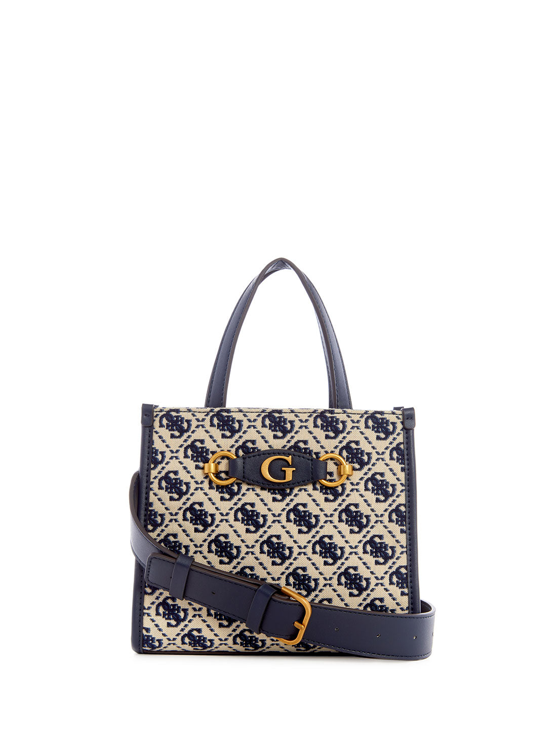 GUESS Women's Navy Logo Izzy Mini Tote Bag JB865476 Front View