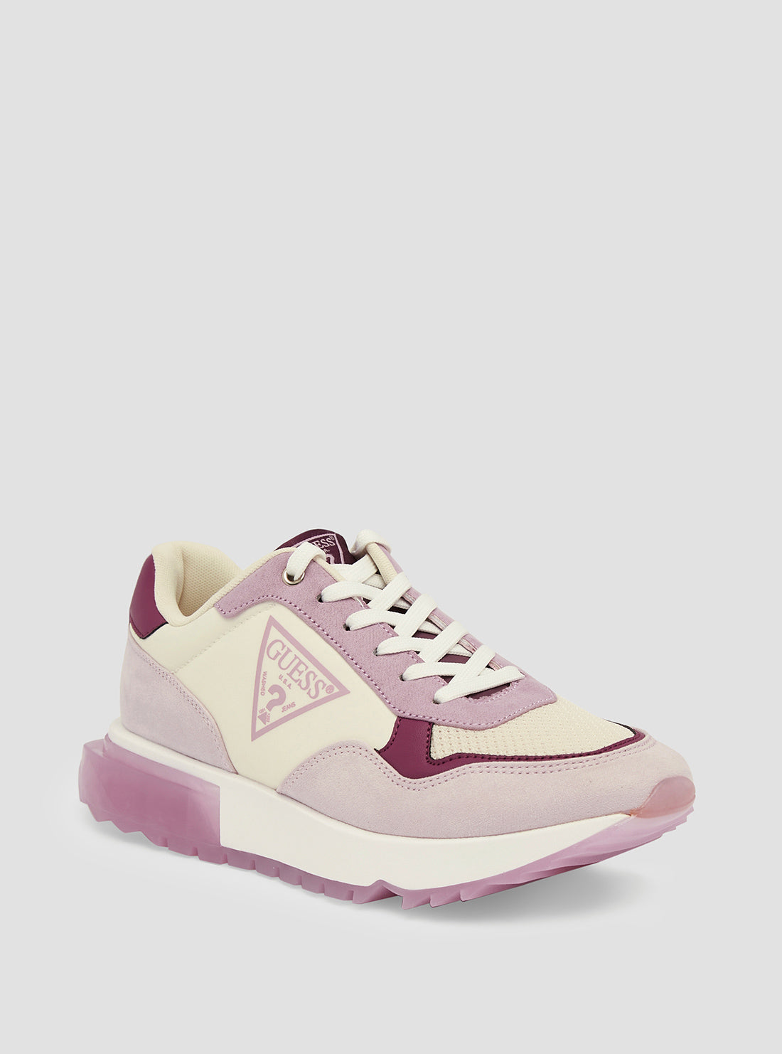 GUESS Women's Pink Melany Logo Low Top Sneakers MELANY2 Angle View