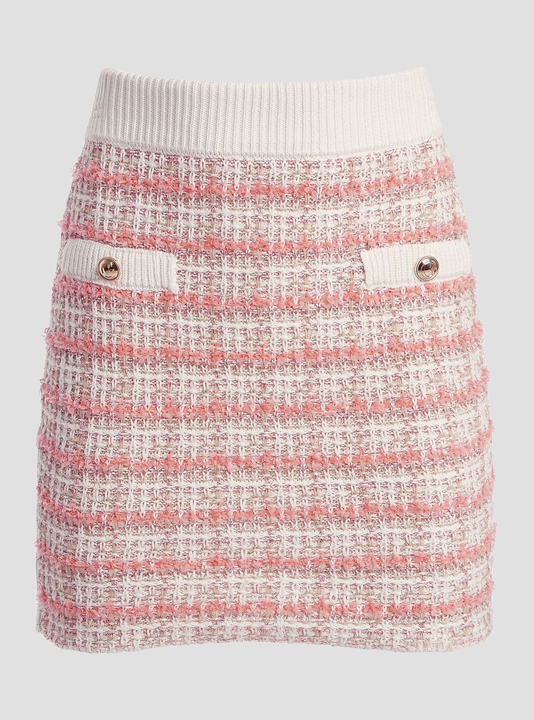 GUESS Women's Pink Tweed Knit Mini Skirt W3GD78Z36U0 Ghost View