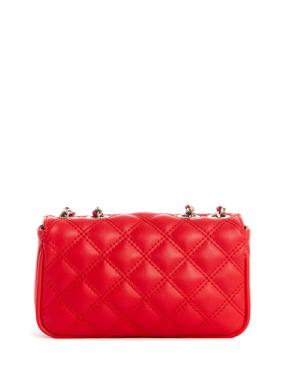 GUESS Women's Red Quilted Cessily Micro Mini Crossbody Bag EV767978 Back View