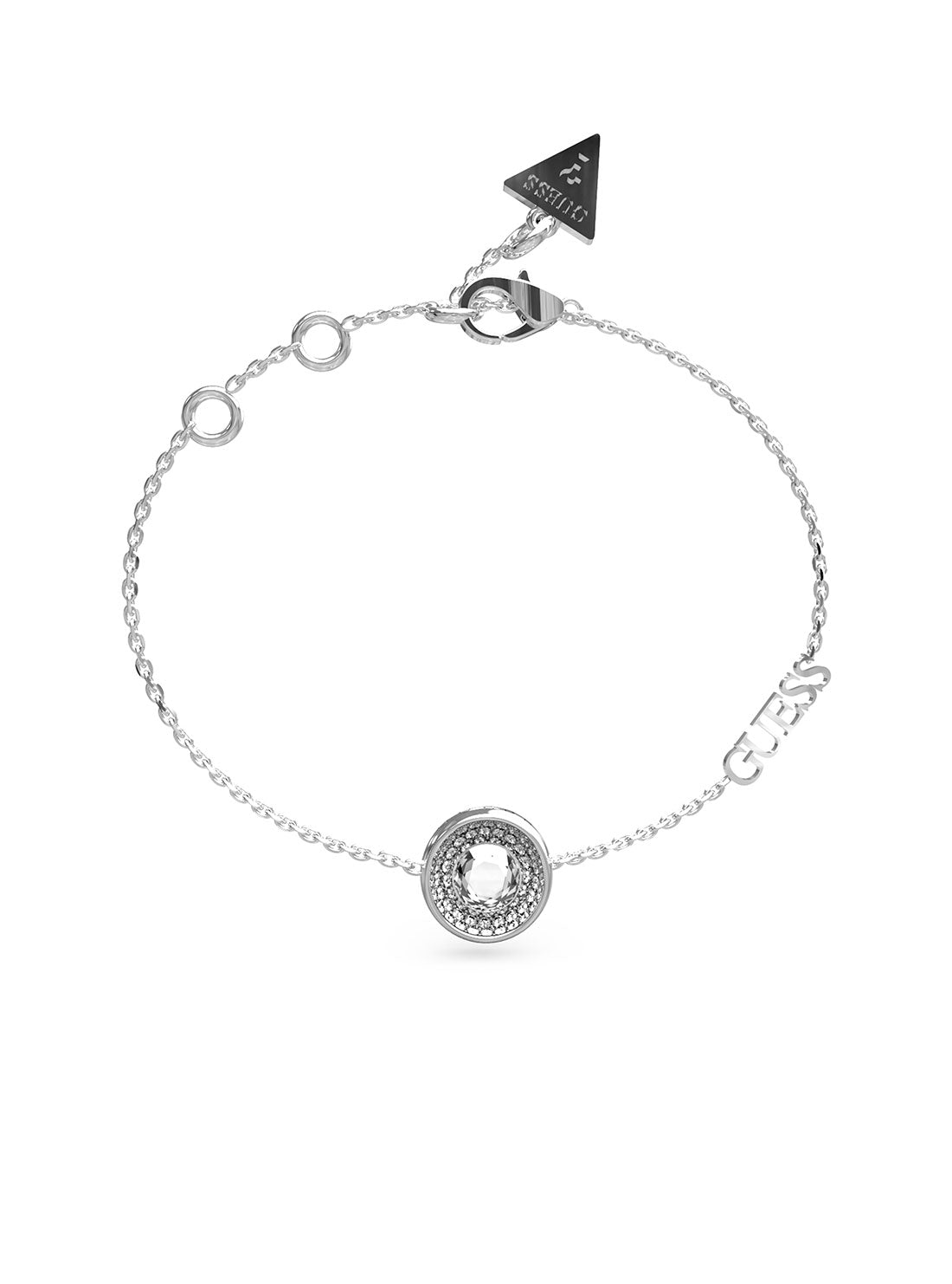 Rhodium Solitaire Crystal Logo Bracelet