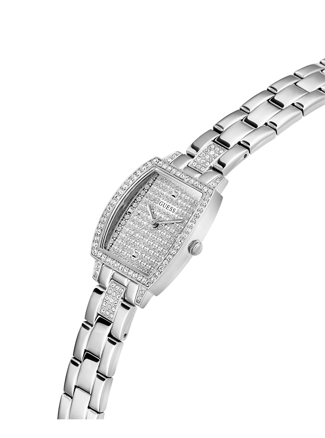 GUESS Women's Silver Brilliant Glitz Watch GW0611L1 Angle View