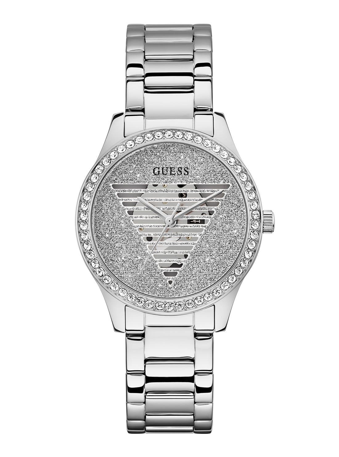 GUESS Women's Silver Lady Idol Glitz Watch GW0605L1 Front View