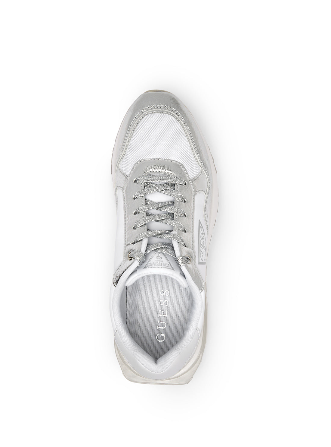 GUESS Women's Silver Melany Logo Low Top Sneakers GWMELANY Top View