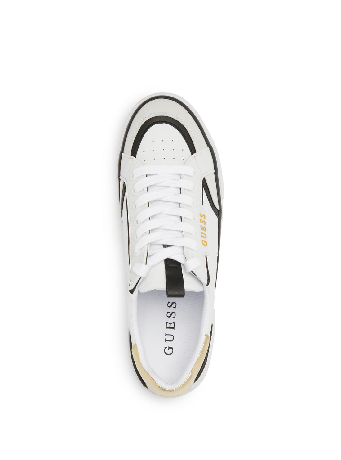 GUESS Women's White Gold Lollin Low Top Sneakers LOLLIN-A WHI03 Top View