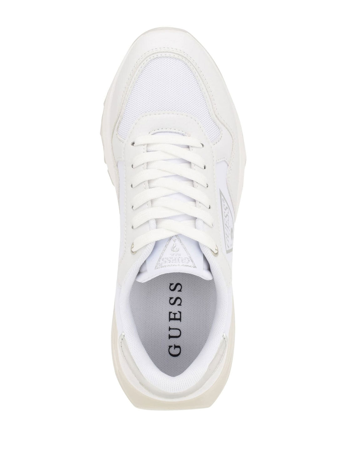 GUESS Women's White Melany Logo Low Top Sneakers GWMELANY Top View