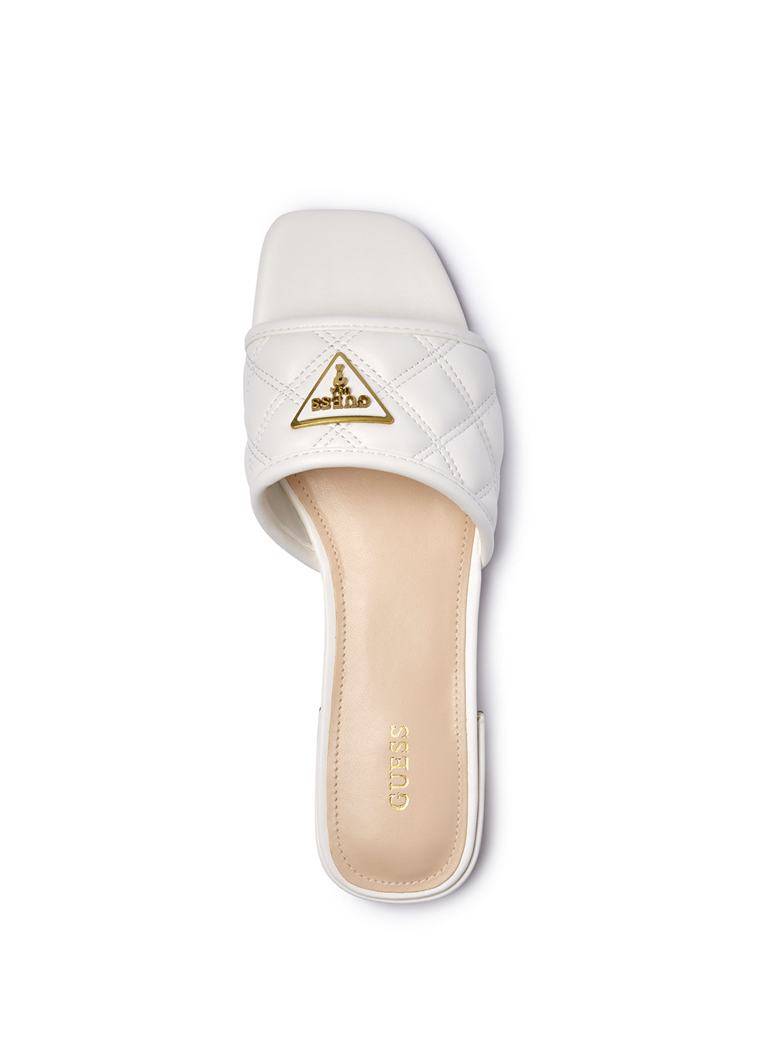 GUESS Women's White Tameli Quilted Sandals TAMELI Top View
