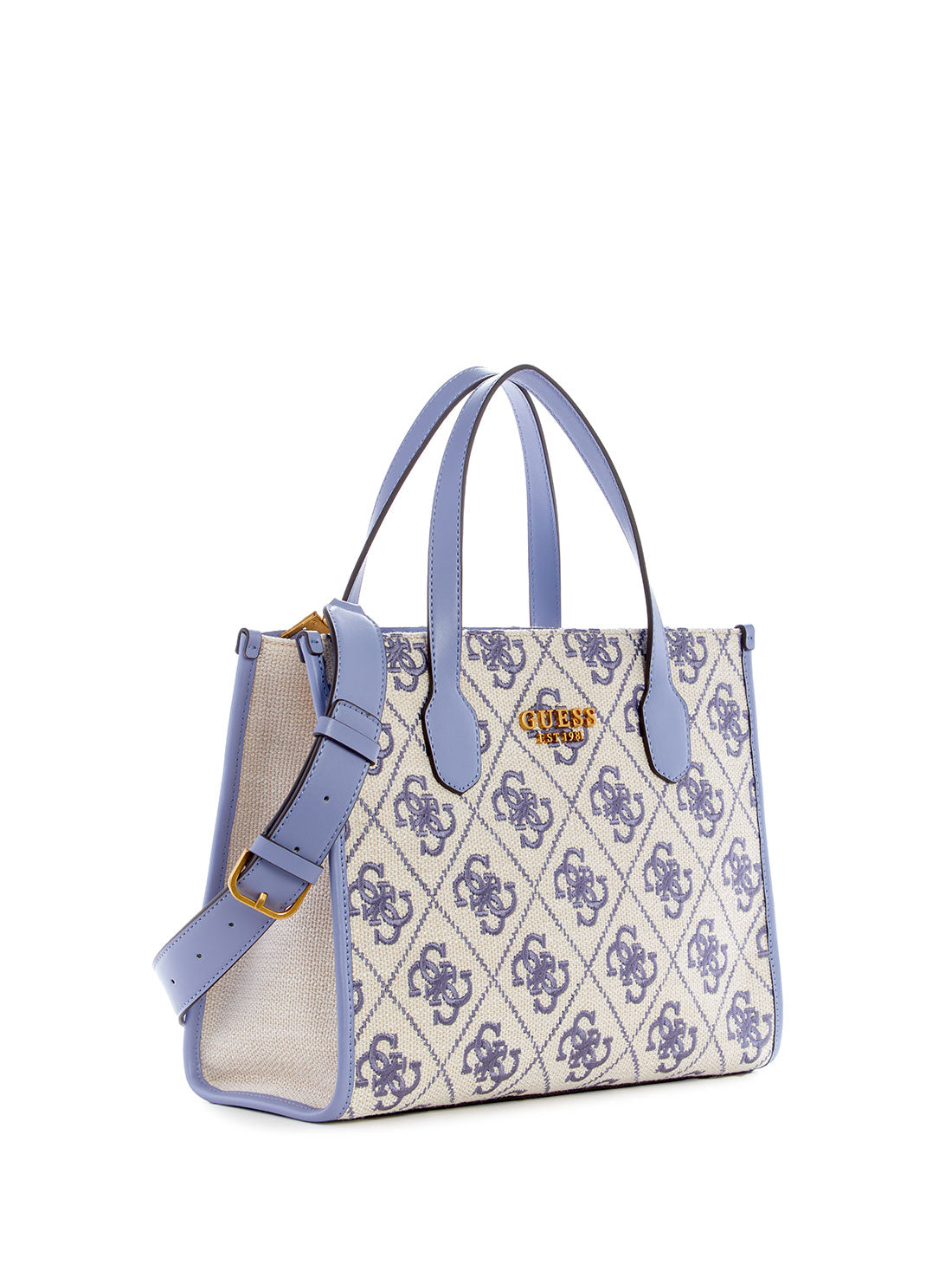 GUESS Women's Wisteria Logo Silvana Canvas Tote Bag SE866522 Angle View