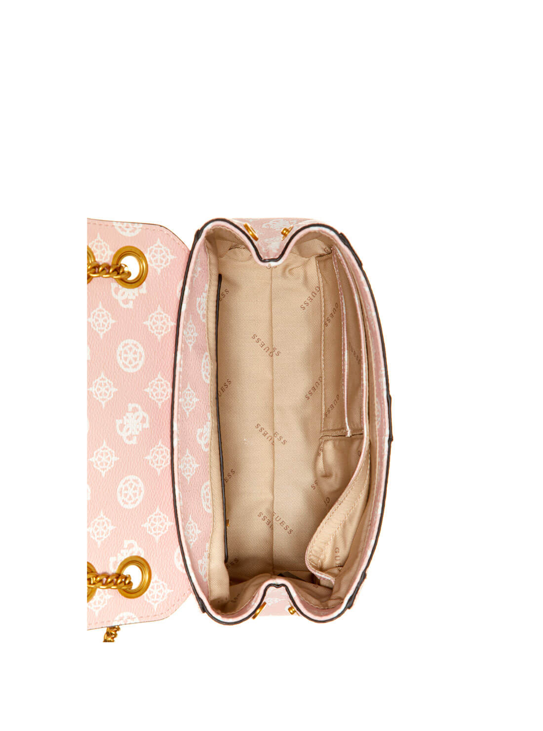 GUESS Pink Logo Briana Crossbody Bag inside view