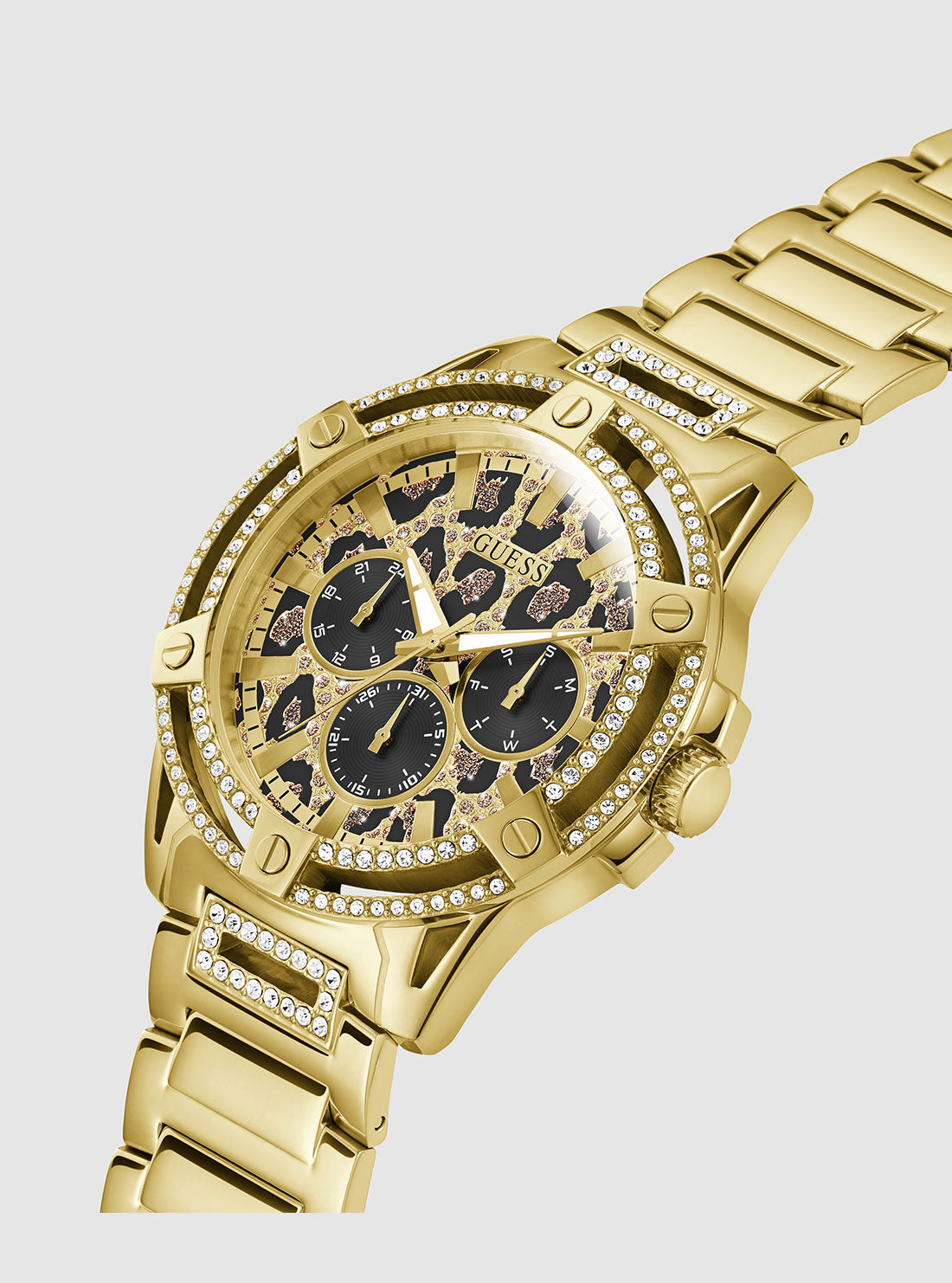 Gold King Animal Print Dial Link Watch