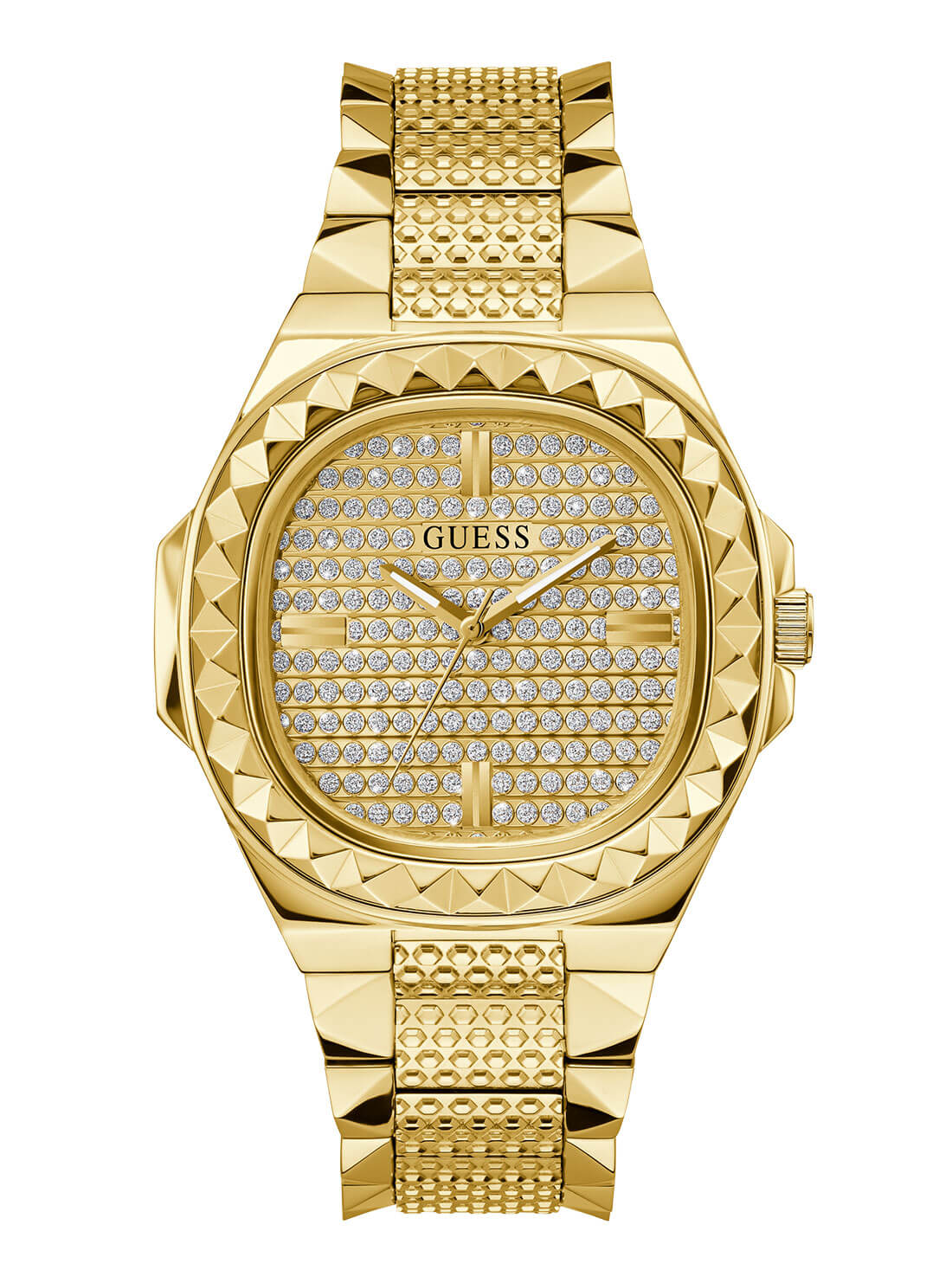Gold Rebel Crystal Watch | GUESS Men's watches | front view