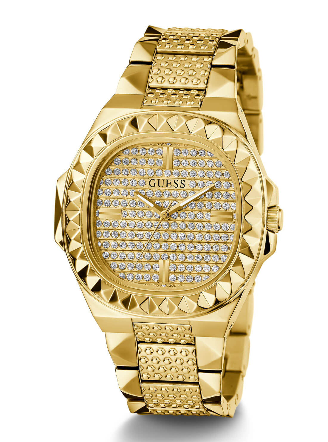 Gold Rebel Crystal Watch | GUESS Men's watches | front view alternative