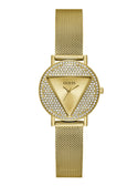 Gold Mini Iconic Glitz Mesh Watch | GUESS Women's Watches | front view