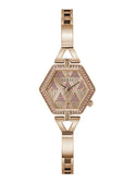 Rose Gold Audrey Glitz Hexagonal Link Watch | GUESS Women's Watches | front view