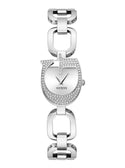 Silver Gia Logo Link Watch | GUESS Women's Watches | front view