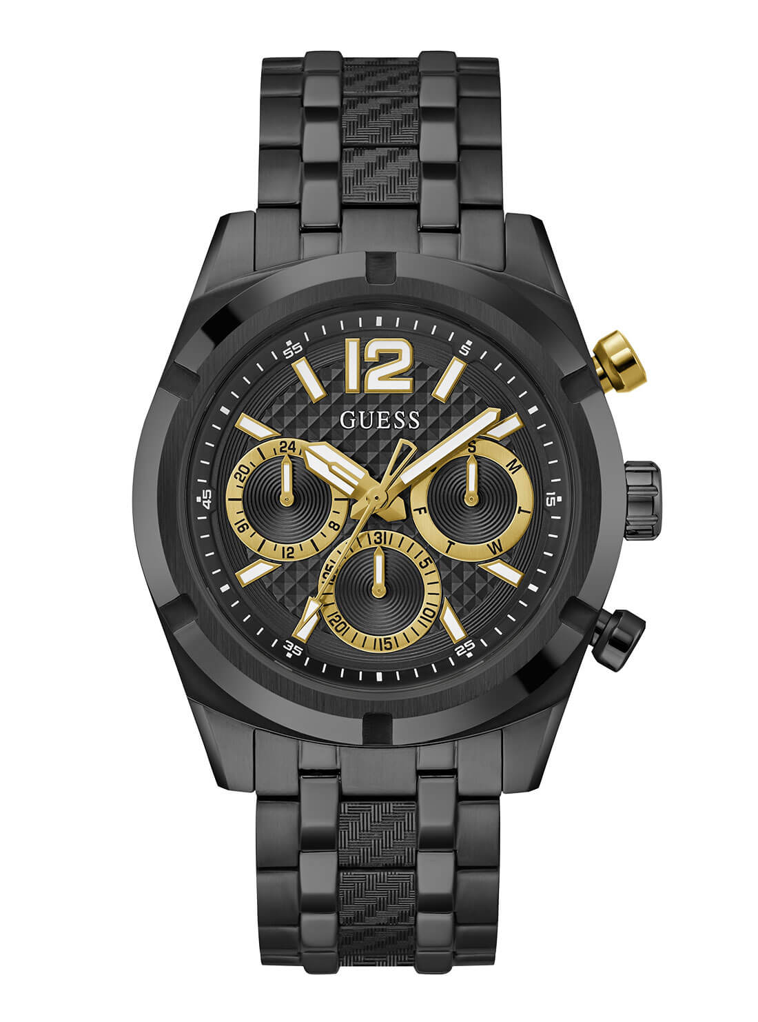 Black Resistance Link Watch | GUESS Men's Watch | front view