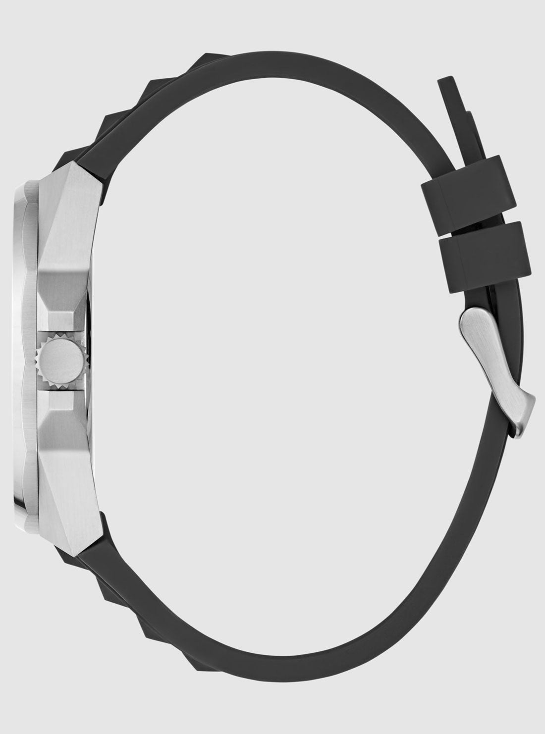 Silver Dashboard Black Silicone Watch