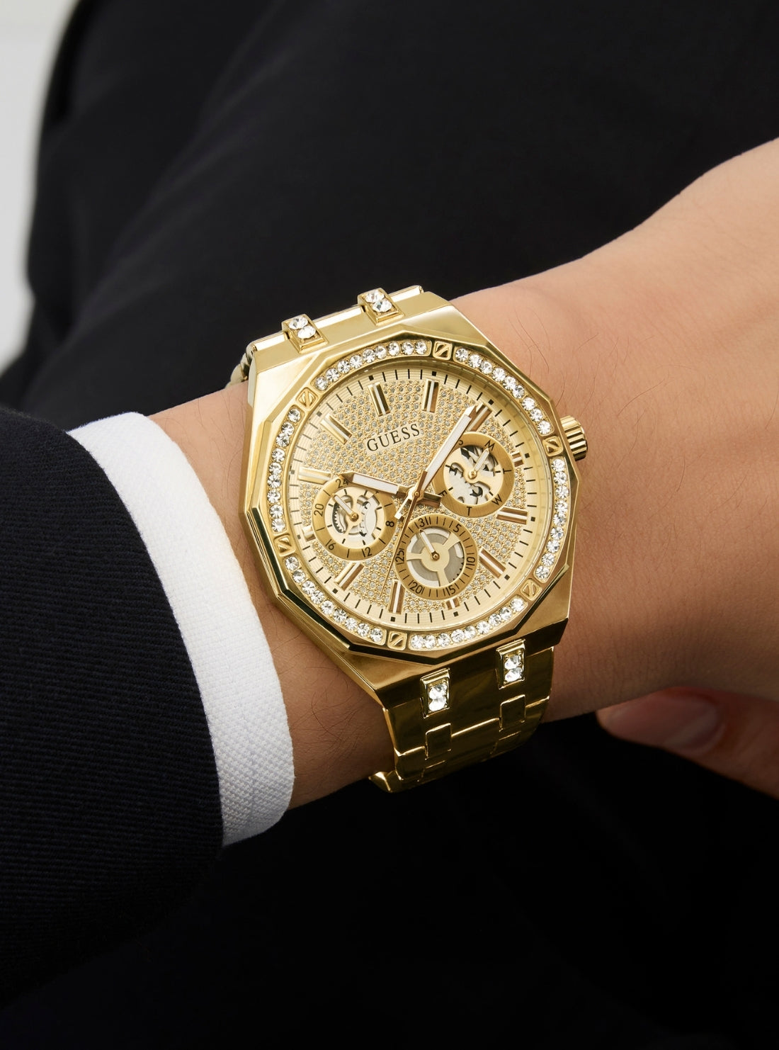 GUESS Accessories Gold Kryptonite Glitz Watch GW0960G2 Detail View