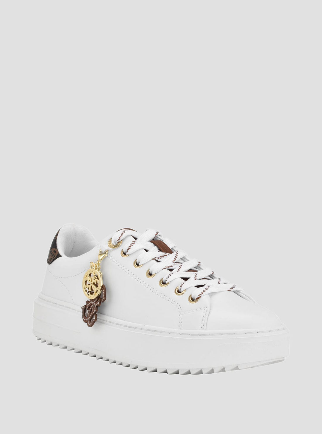 GUESS White Denesa Chunky Low-Top Sneakers front view
