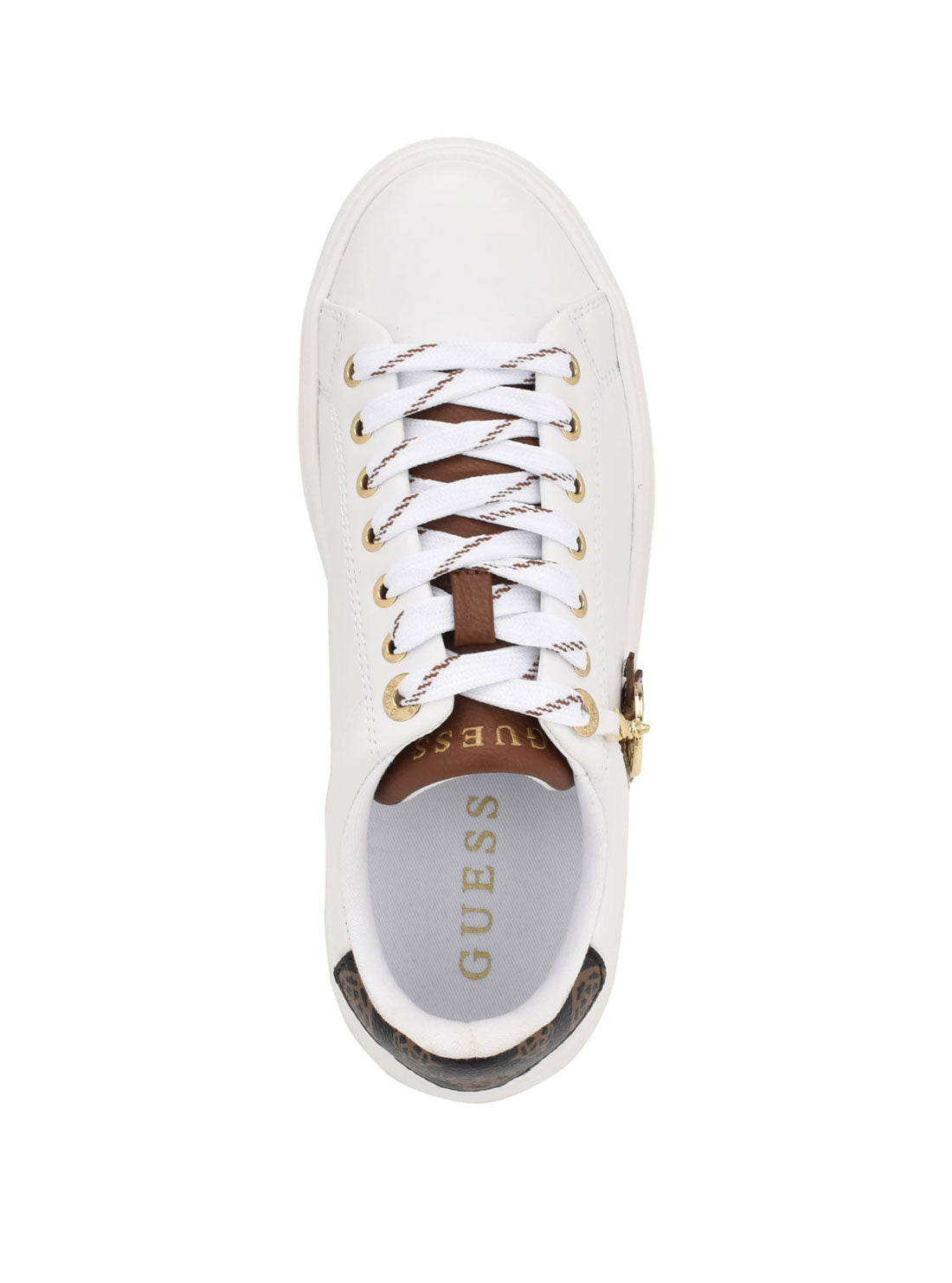 GUESS White Denesa Chunky Low-Top Sneakers top view