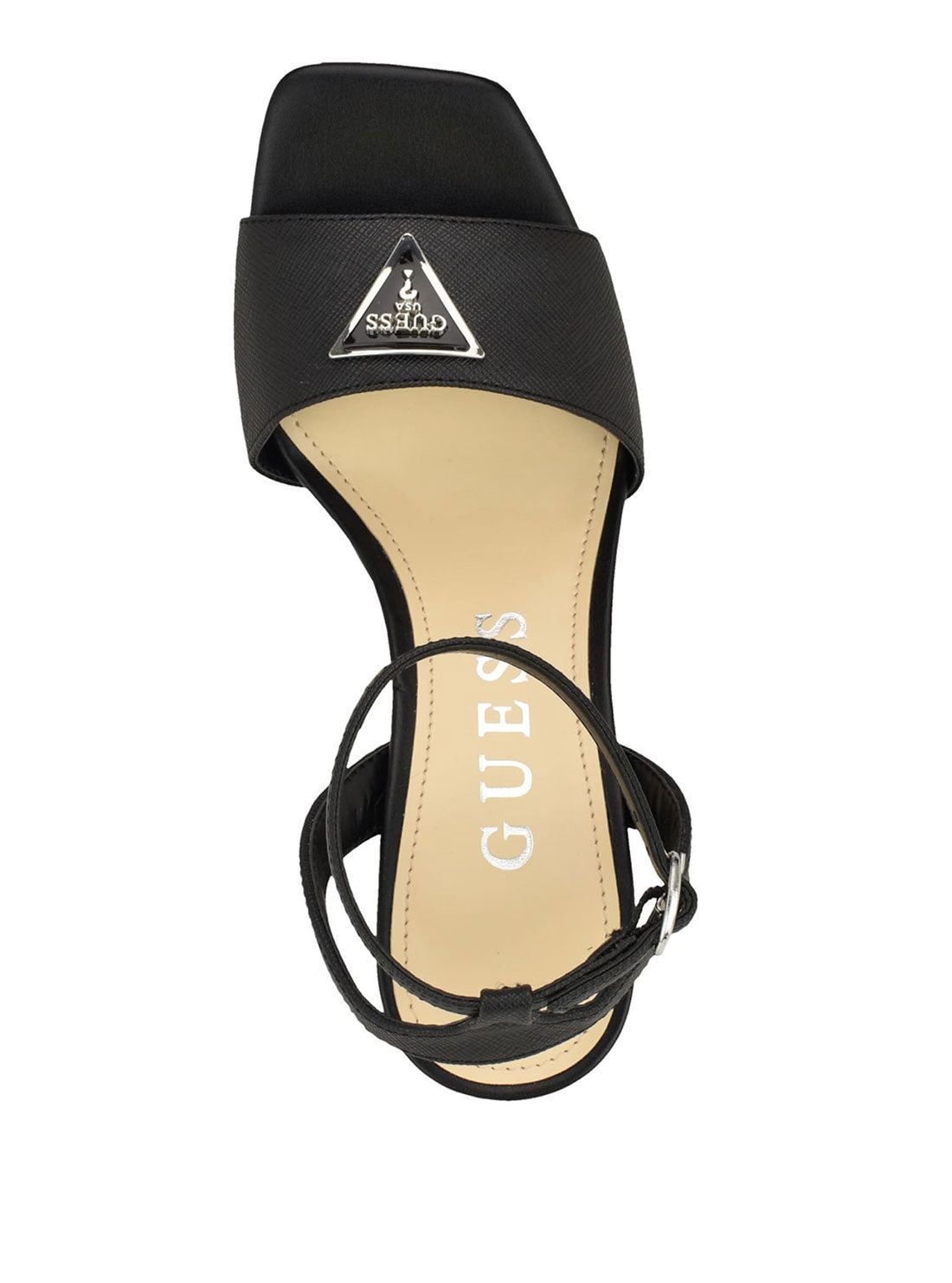 GUESS Black Gelyae Strappy Block Heels top view