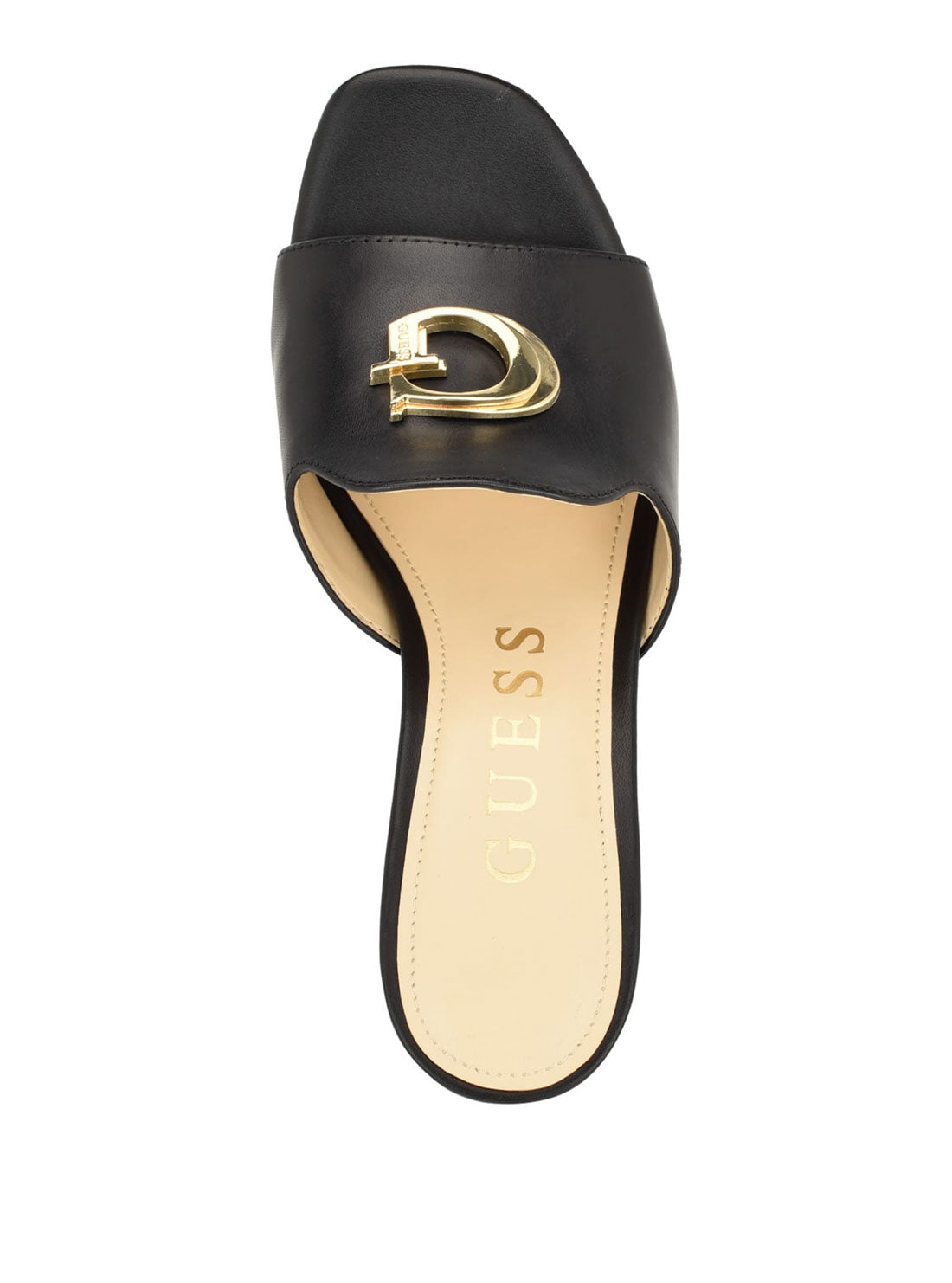 GUESS Black Gold G Logo Snapps Heel top view