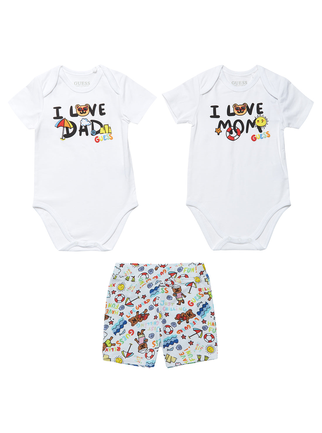 White I Love Onesie Set (0-12M) | GUESS Kids | Front view