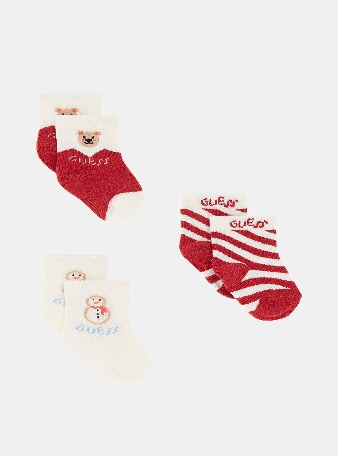 Red White 3 Piece Socks Pair